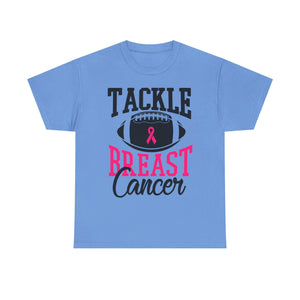 Unisex Heavy Cotton Tee - Tackle Breast Cancer Awareness Shirt, Football Support Tee, Gift for Cancer Fighters, Sports Fundraiser Shirt