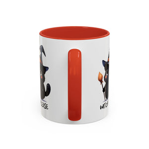Cute Witch Cat Coffee Mug - Perfect for Halloween, Cat Lover Gift, Witch Please Design, Black Cat Mug, Cozy Drinkware