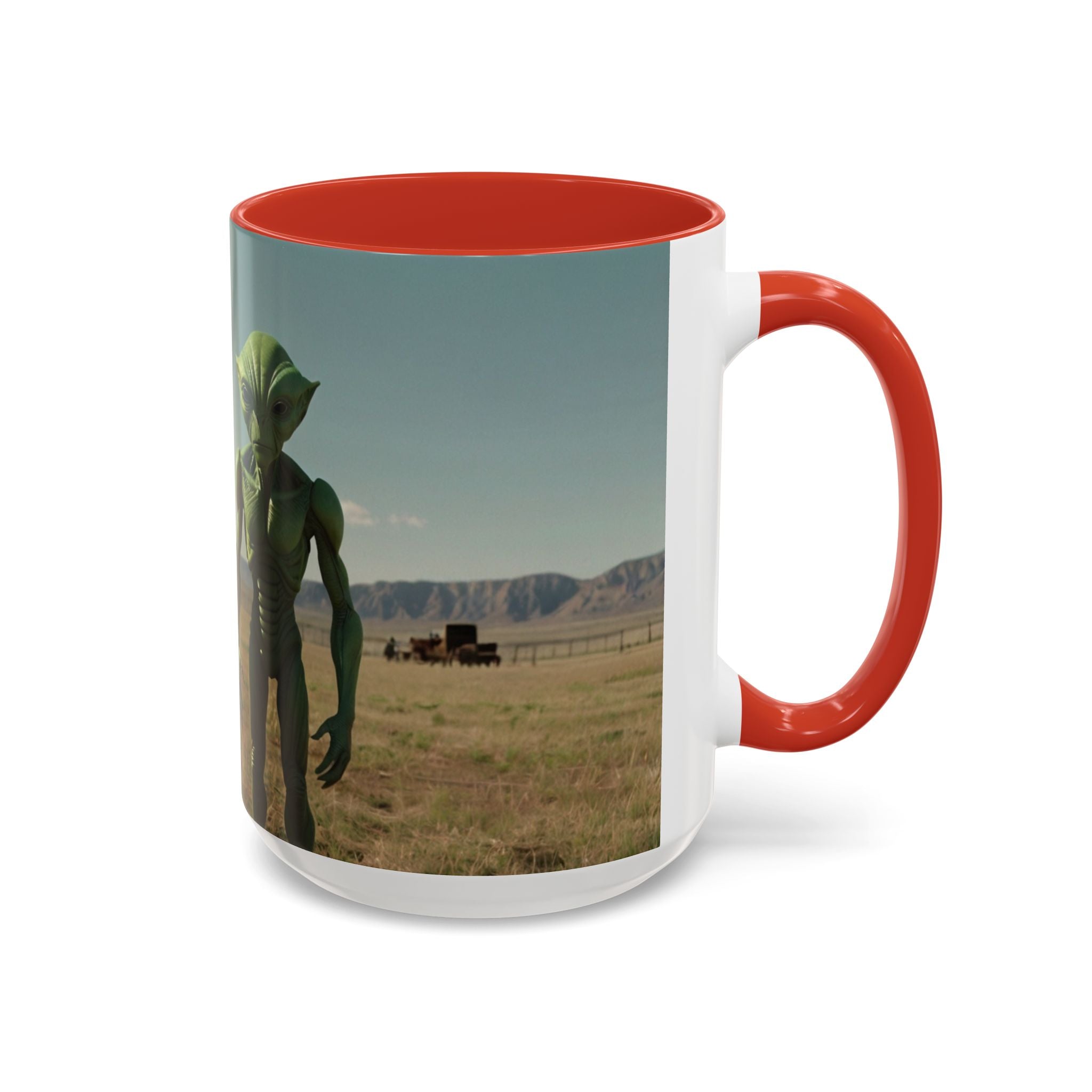 Alien Encounter Accent Coffee Mug – Sci‑Fi UFO Extraterrestrial Design (11/15oz)