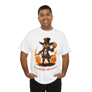 Halloween t shirt pumpkin western style shootout funny fall fun scary stocking stuffer for whole family  cotton tee