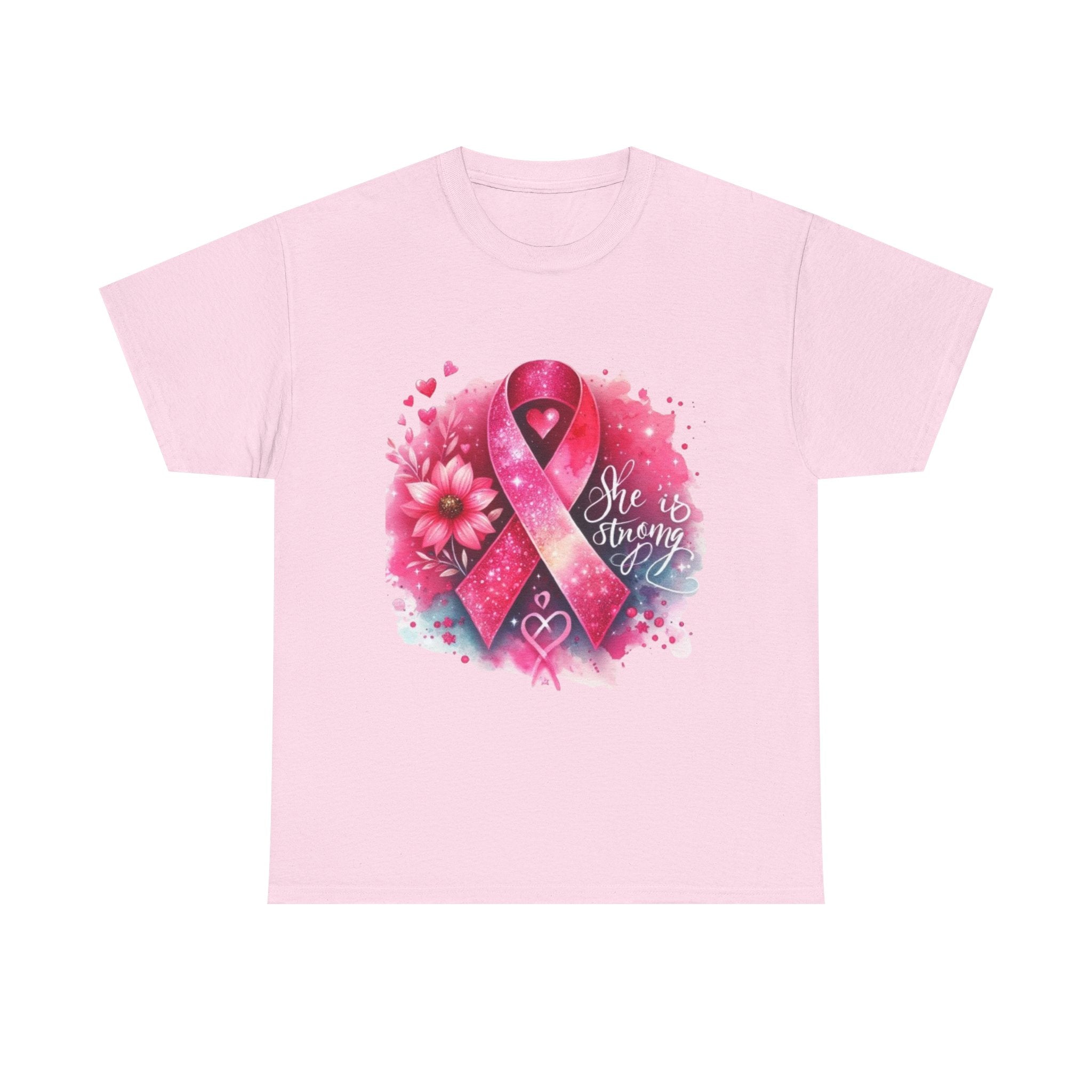 Breast Cancer Awareness Tee - She is Strong, Support Shirt, Gift for Fighters, Awareness Month Apparel, Inspirational T-Shirt