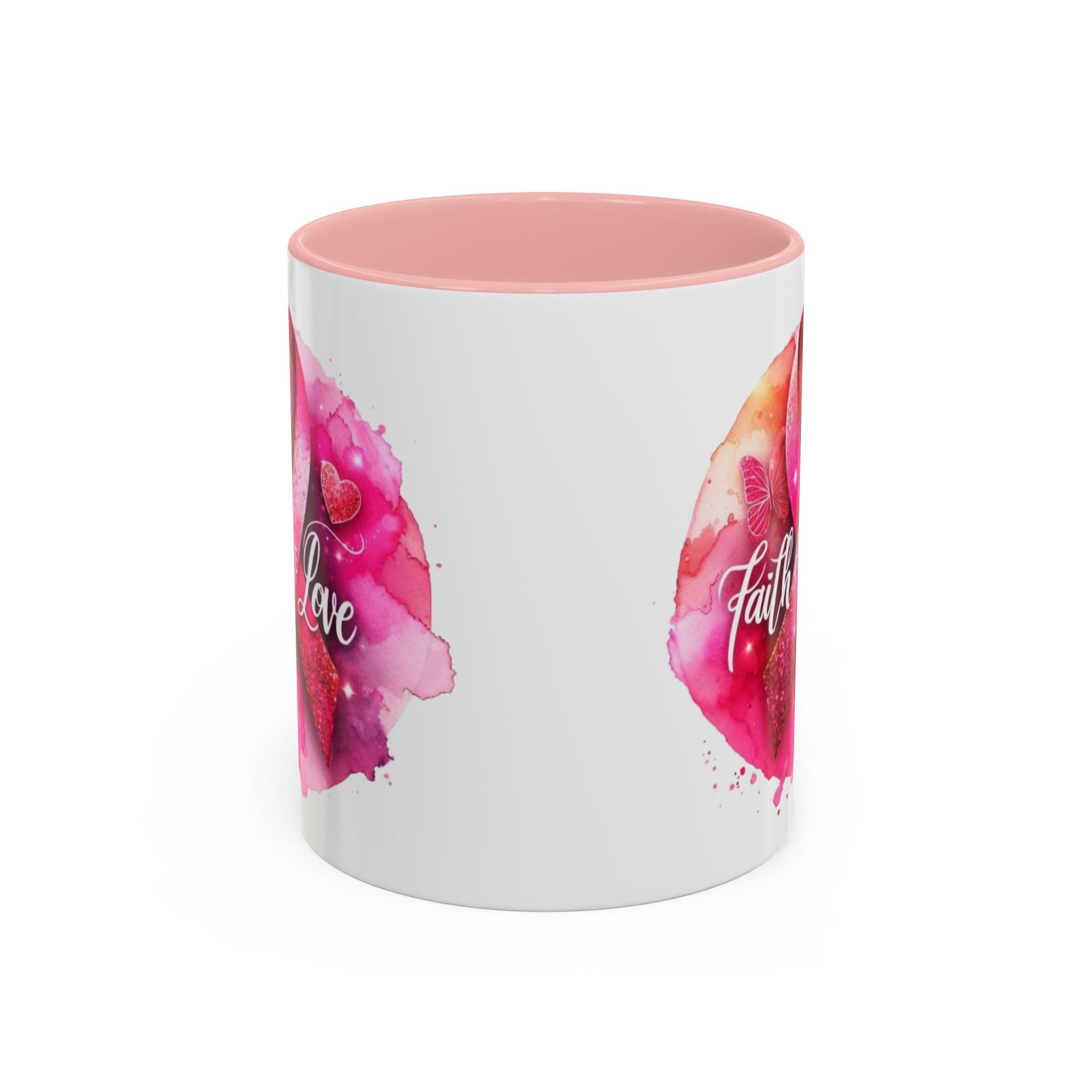 Inspirational Accent Coffee Mug with Pink Ribbon Design, Faith Hope Love Gift, Cancer Awareness Mug, Supportive Drinkware, Meaningful [...]