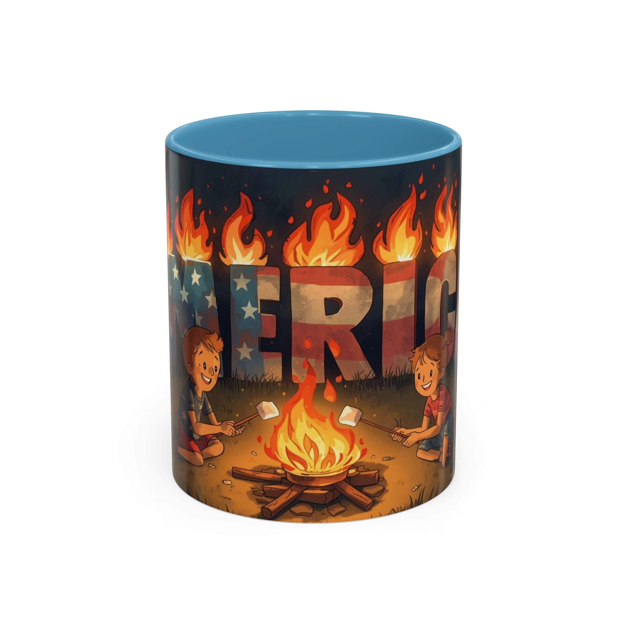 Patriotic Camping Coffee Mug - Fun America Design, Perfect for , Campfire Gatherings, Super for Gifts