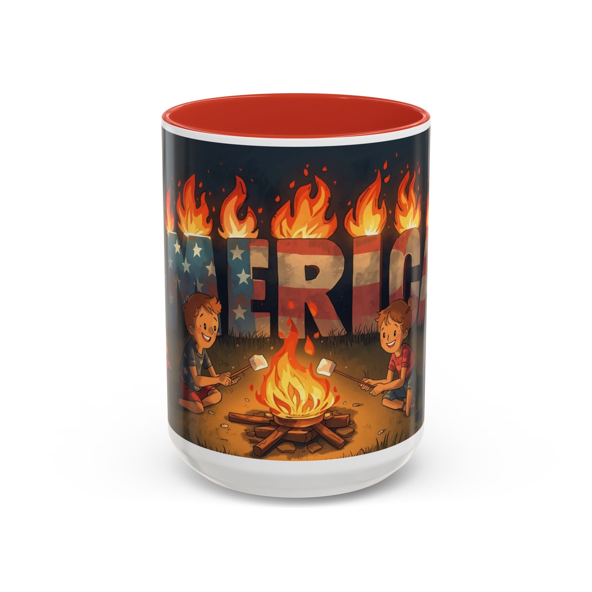 Patriotic Camping Coffee Mug - Fun America Design, Perfect for , Campfire Gatherings, Super for Gifts