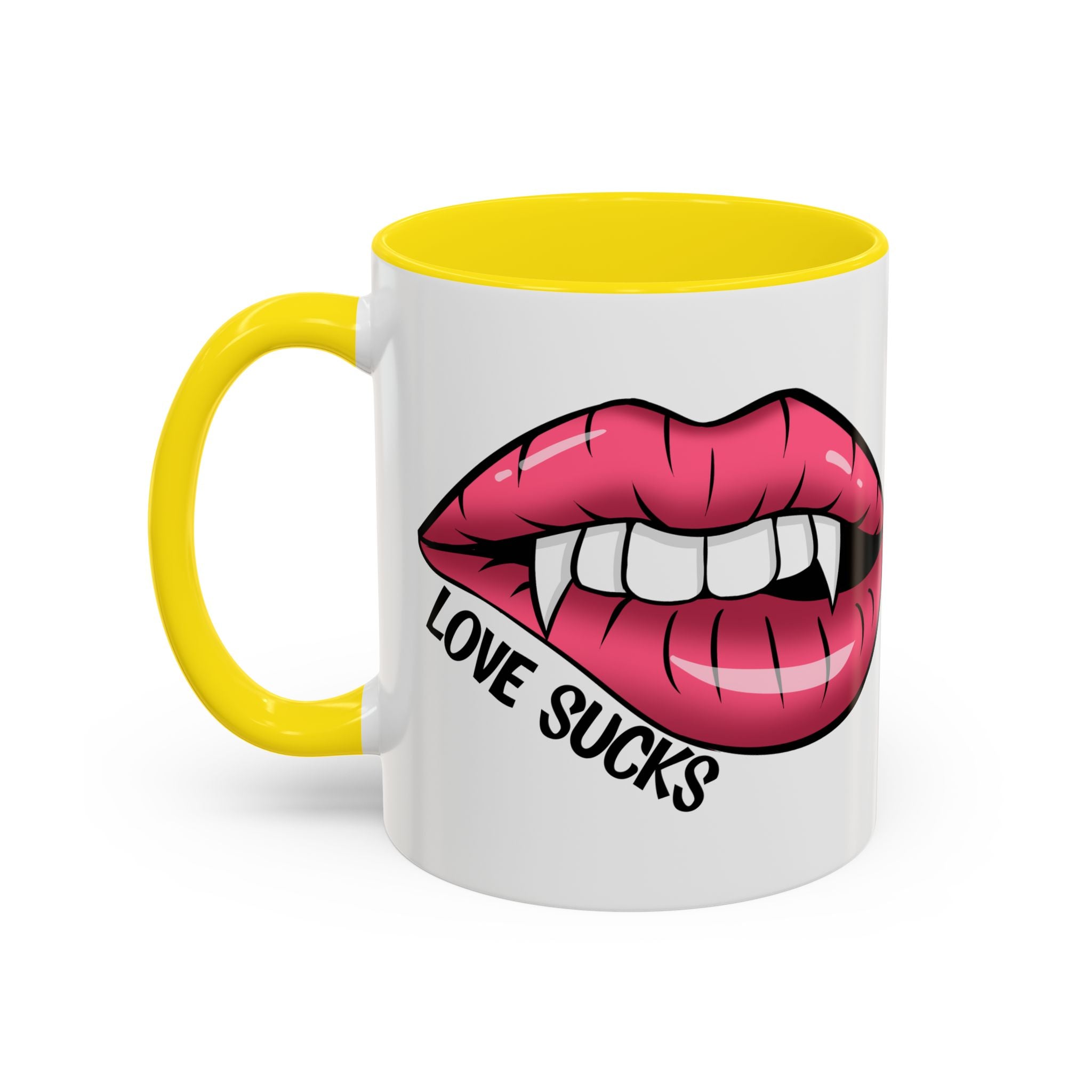 anti valentine Accent Coffee Mug - 'Love Sucks' Vampire Lips Coffee Mug