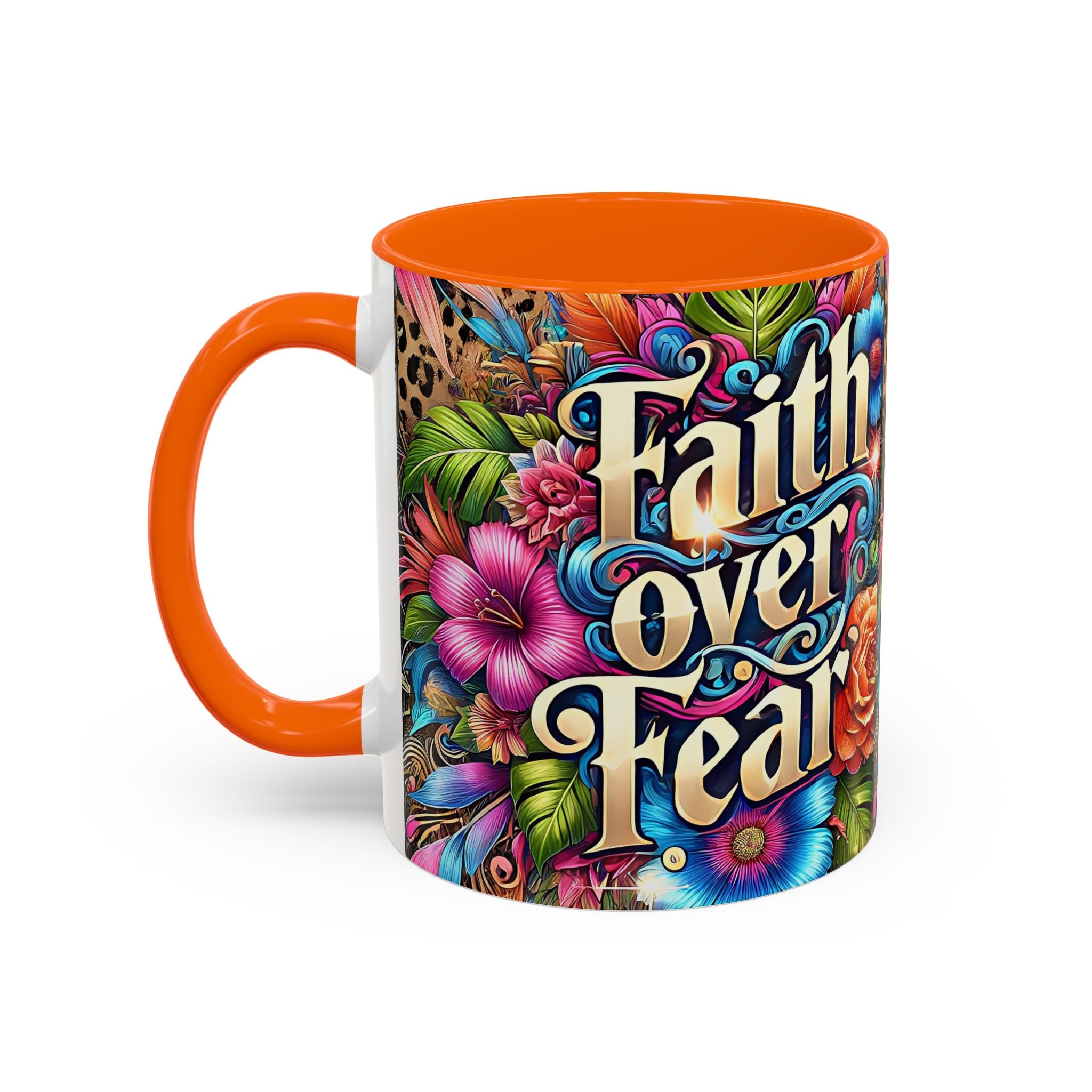 Faith Over Fear Floral Coffee Mug positive mental health