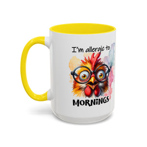 Funny Morning Coffee Mug, Gift for Coffee Lovers, Humorous Mug, Office Mug, Unique Cup for Mornings, Chicken Design