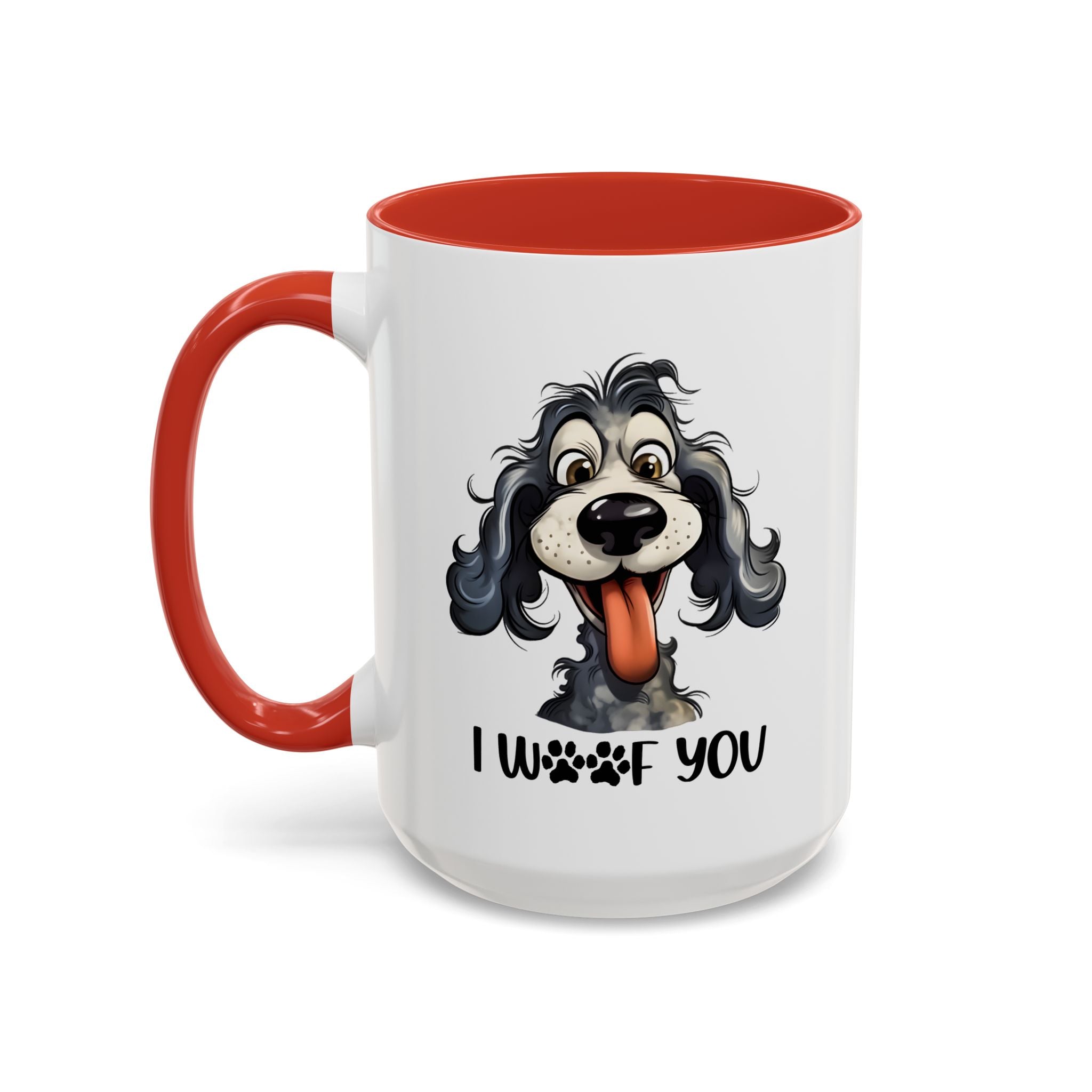 Dog Lover's Accent Coffee Mug - I Woof You, Pet Gift, Animal Lover Cup, Dog Mom Mug, Cute Dog Design, Fun Coffee Cup