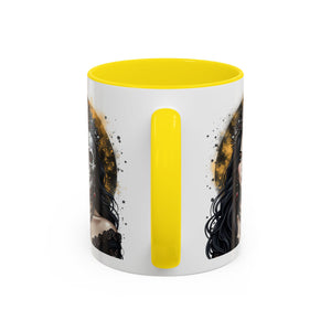 Gothic Art Accent Mug - Artistic Skull & Lady Design, Unique Coffee Cup for Halloween, Gift for Her, Decorative Kitchenware, Dark Aesthetic