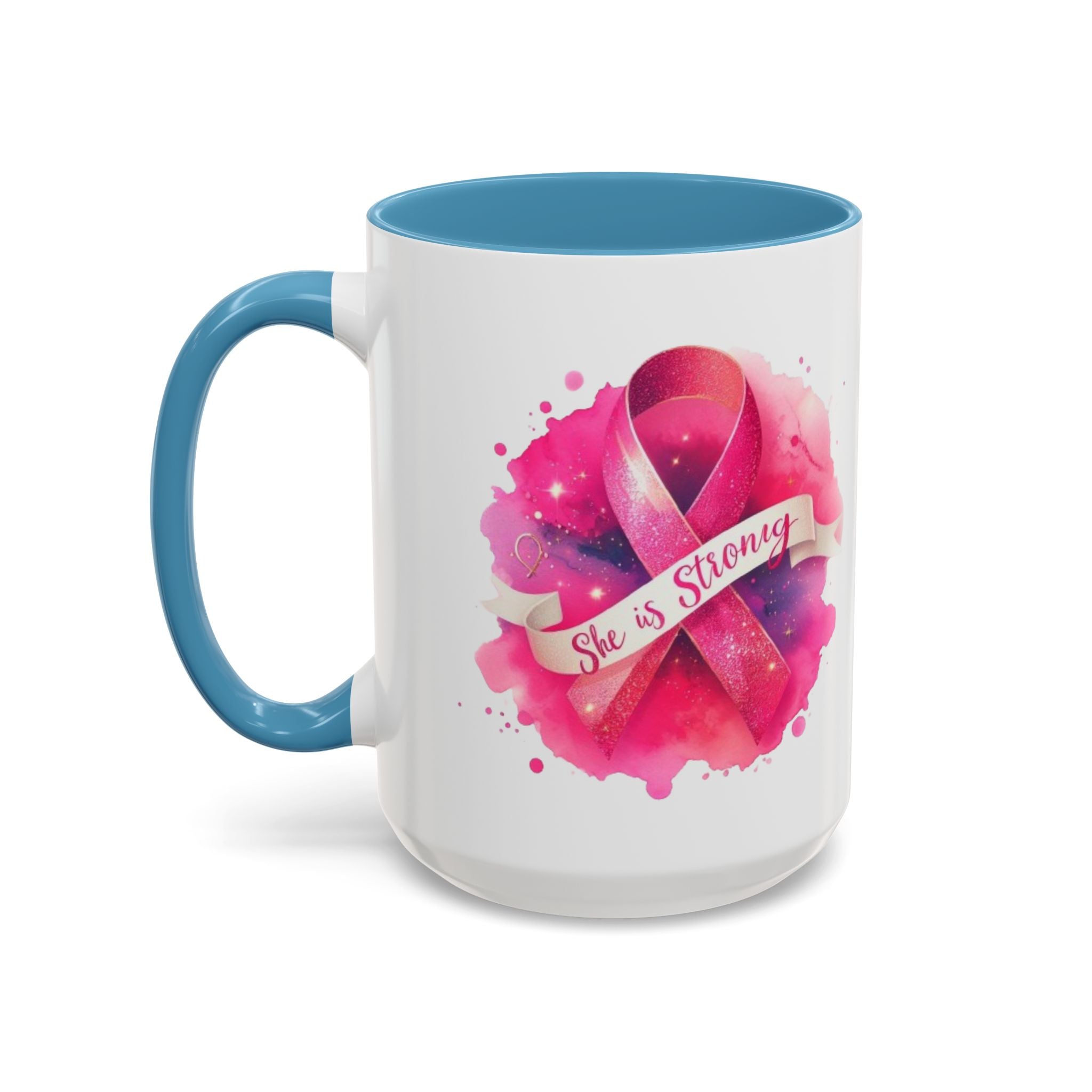 Empowering Pink Ribbon Coffee Mug | She is Strong | Gift for Cancer Awareness, Inspirational Drinkware, Office Mug, Motivational [...]