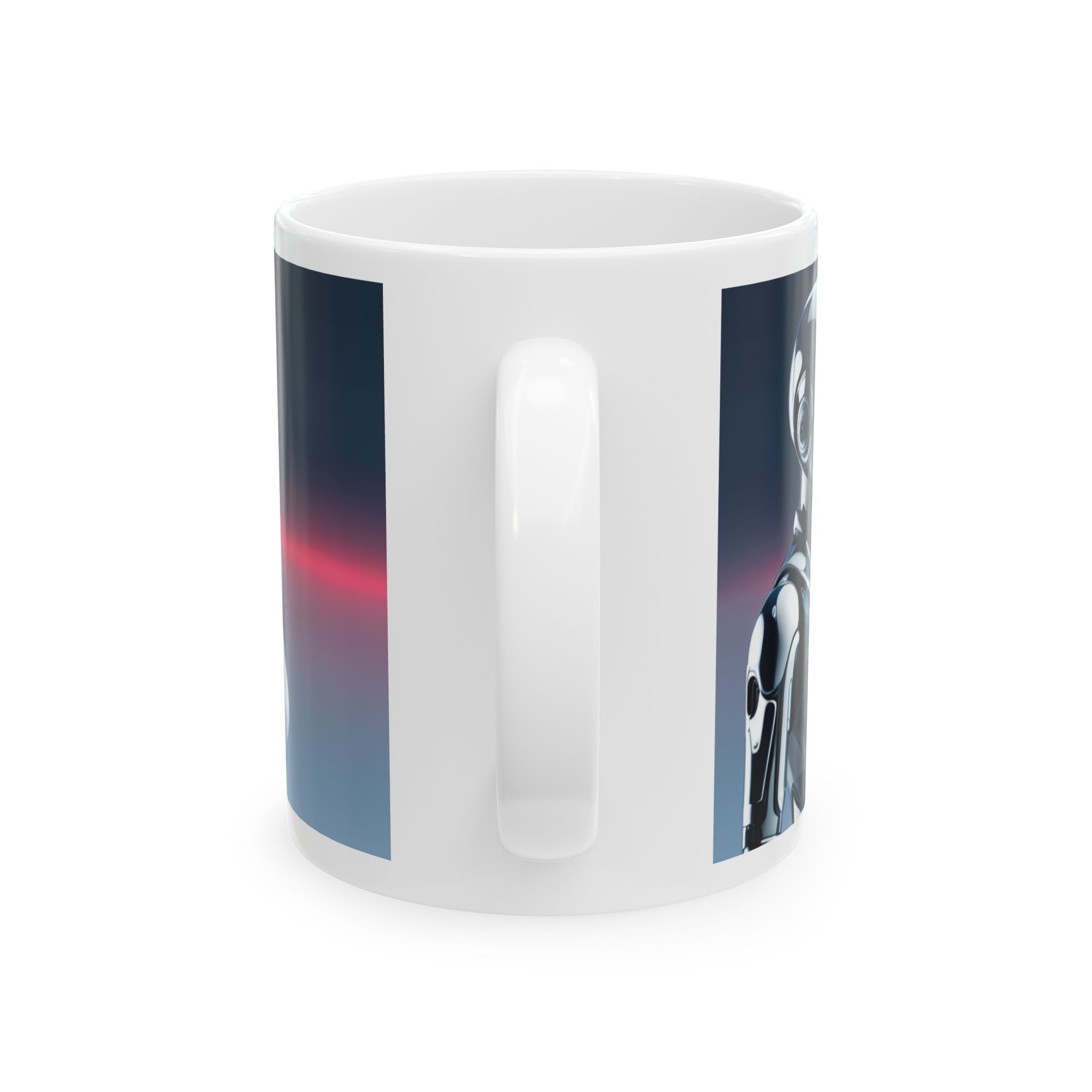 Futuristic Robot Ceramic Mug, Sci-Fi Coffee Cup, Unique Gift for Tech Enthusiasts, Robot Lover Mug, Cyberpunk Drinkware