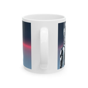 Futuristic Robot Ceramic Mug, Sci-Fi Coffee Cup, Unique Gift for Tech Enthusiasts, Robot Lover Mug, Cyberpunk Drinkware