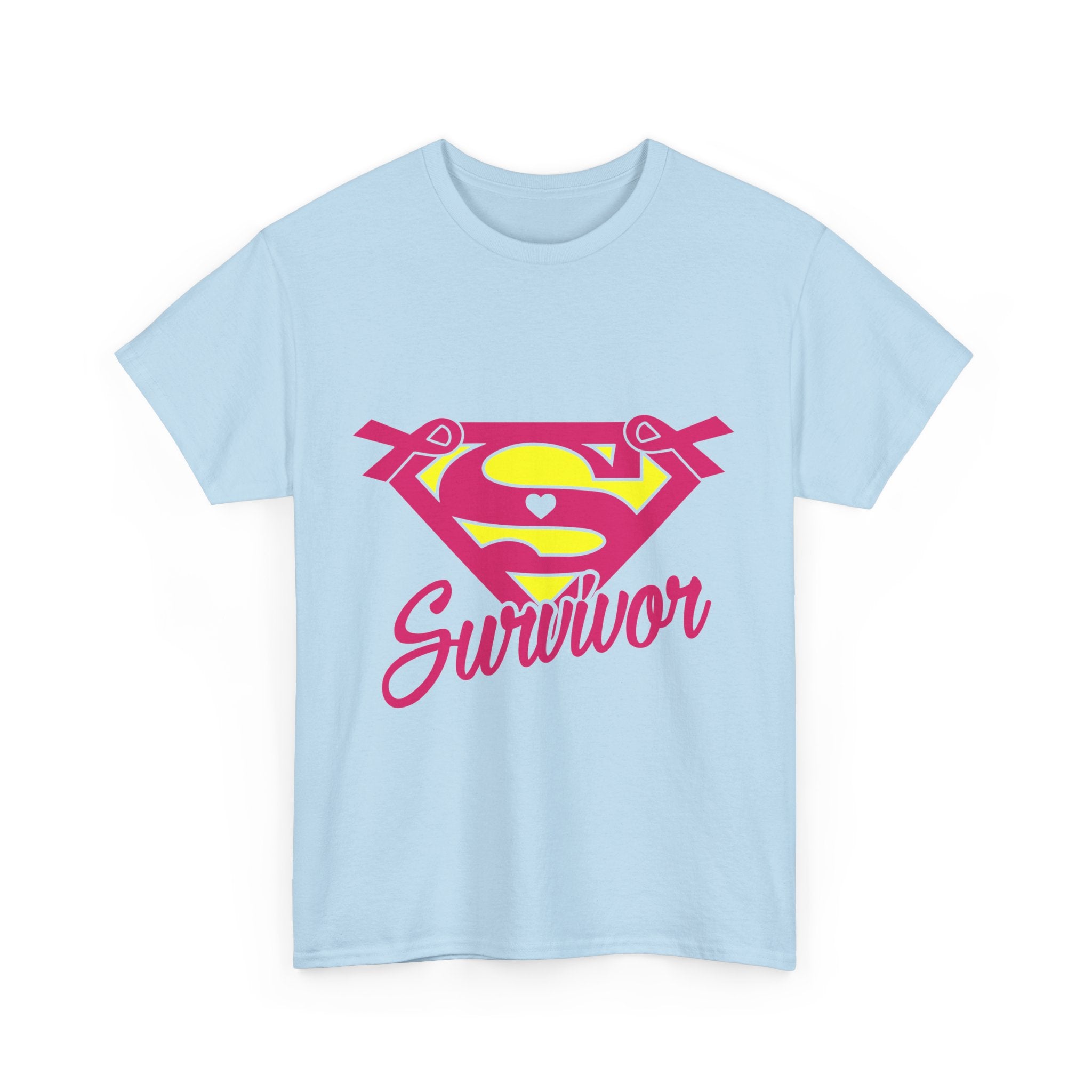 Super Survivor Unisex Heavy Cotton Tee, Support Cancer Awareness Shirt, Inspirational T-Shirt, Gift for Survivors, Motivational Apparel
