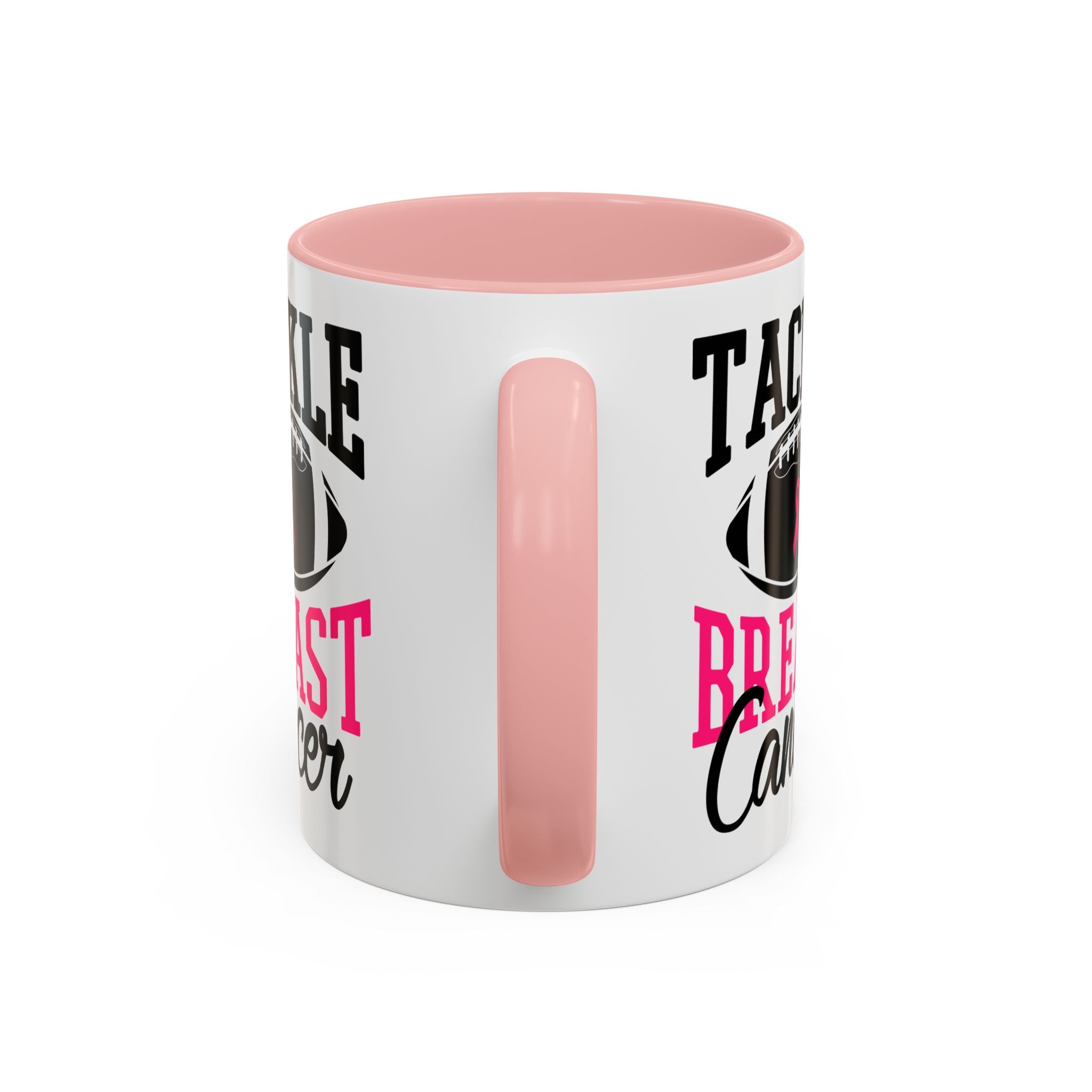 Tackle Breast Cancer Coffee Mug, Supportive Gift for Football Fans, Awareness Mug, Cheer Team Spirit, Fundraiser Drinkware