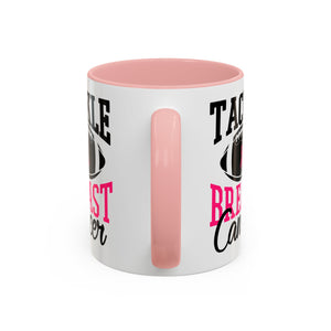 Tackle Breast Cancer Coffee Mug, Supportive Gift for Football Fans, Awareness Mug, Cheer Team Spirit, Fundraiser Drinkware
