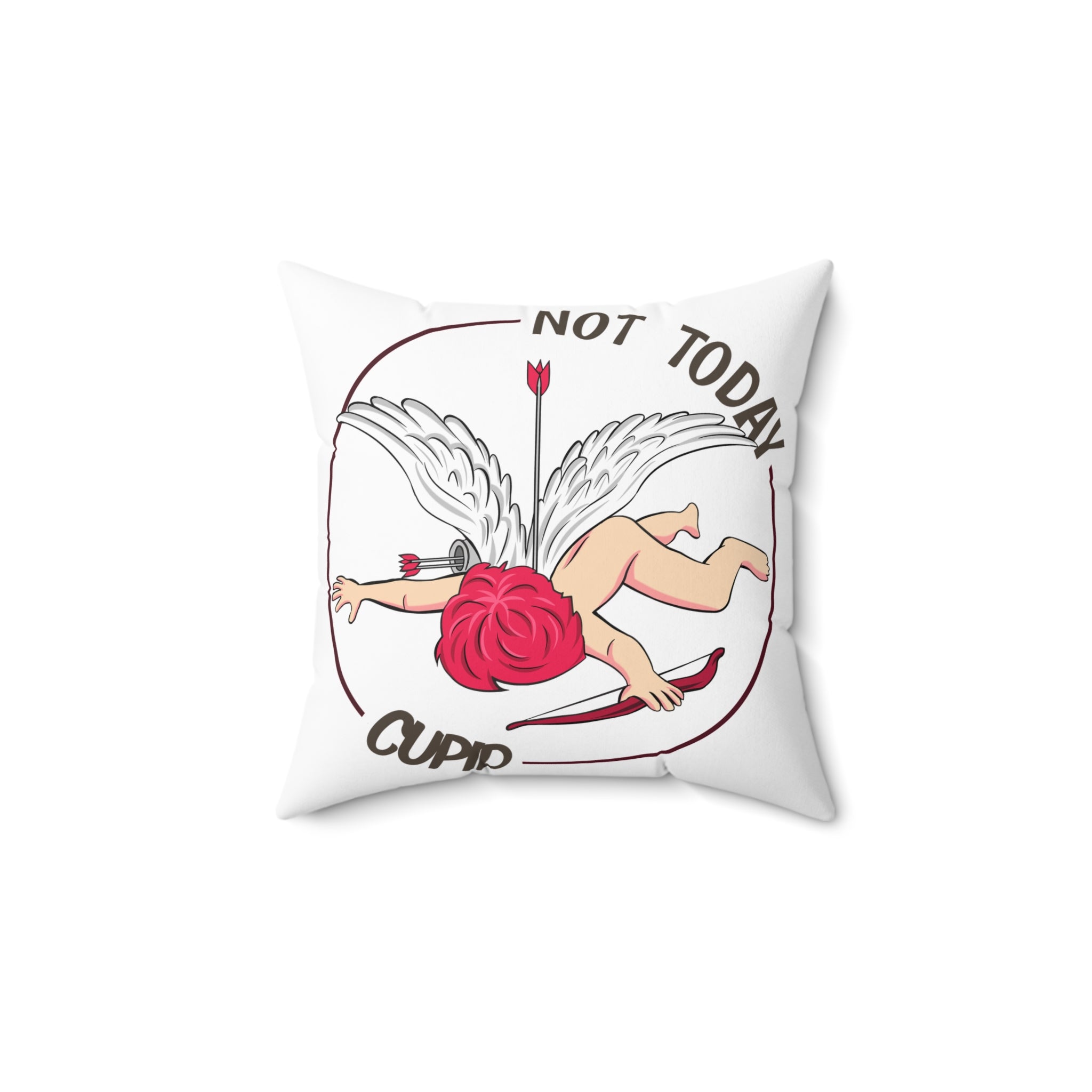 Not Today Cupid Throw Pillow — Funny Anti-Valentine Decorative Pillow
