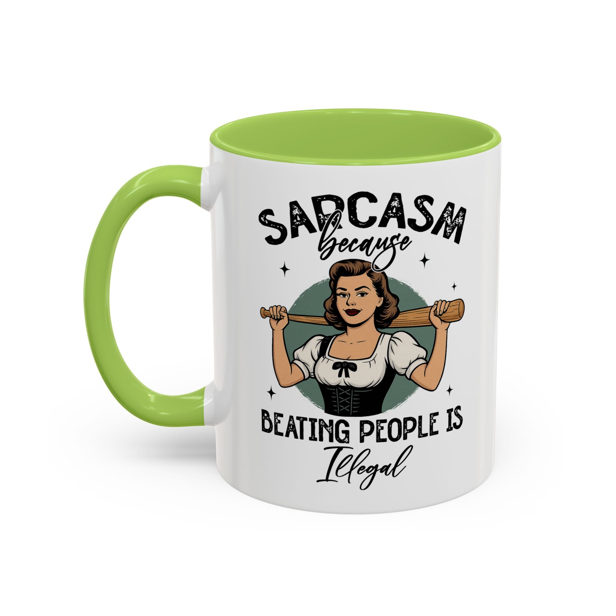 Sarcasm Coffee Mug — “Sarcasm Because Beating People Is Illegal” Accent Mug attitude funny