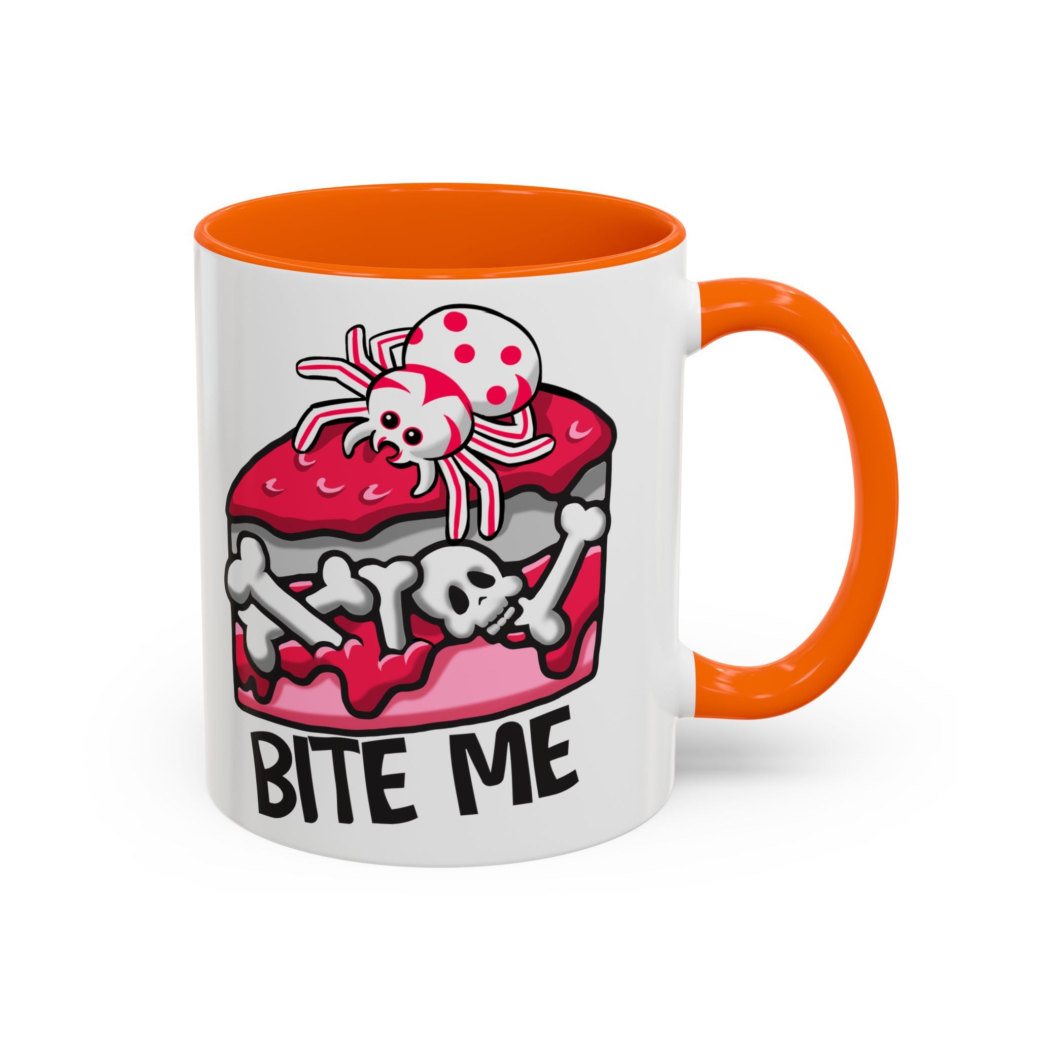 Bite Me Coffee Mug — Cute Creepy Spider Cake Accent Mug anti valentine
