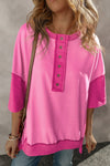 Exposed Seam Round Neck Half Sleeve T-Shirt