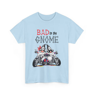 Bad to the Gnome Unisex Heavy Cotton Tee - Fun and Whimsical Biker Shirt