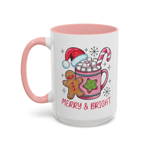 Festive Gingerbread Coffee Mug, Christmas Gift, Holiday Coffee Cup, Merry & Bright Mug, Winter Mug, Hot Chocolate Holder