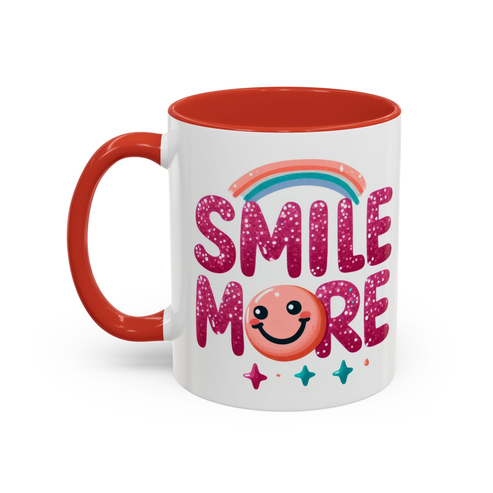 Smile More Coffee Mug – Cute Rainbow Smiley Accent Mug (11/15oz)