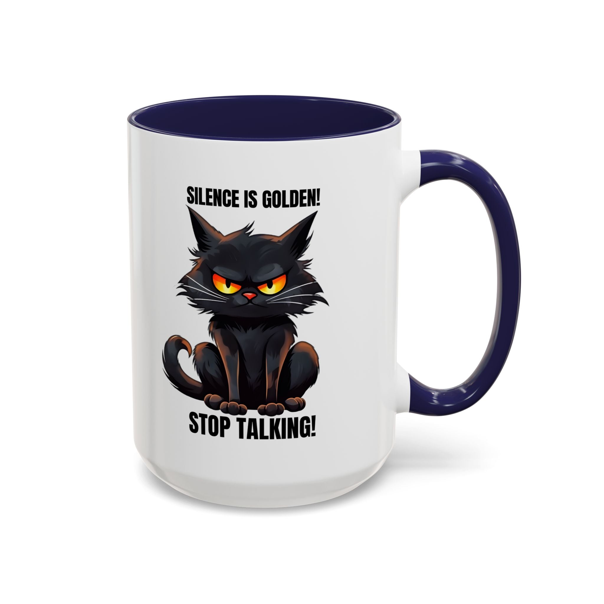 Funny Cat Mug | Silence Is Golden Coffee Cup | Gift for Cat Lovers | Humorous Kitchenware | Ceramic Teacup | Unique Animal Gifts