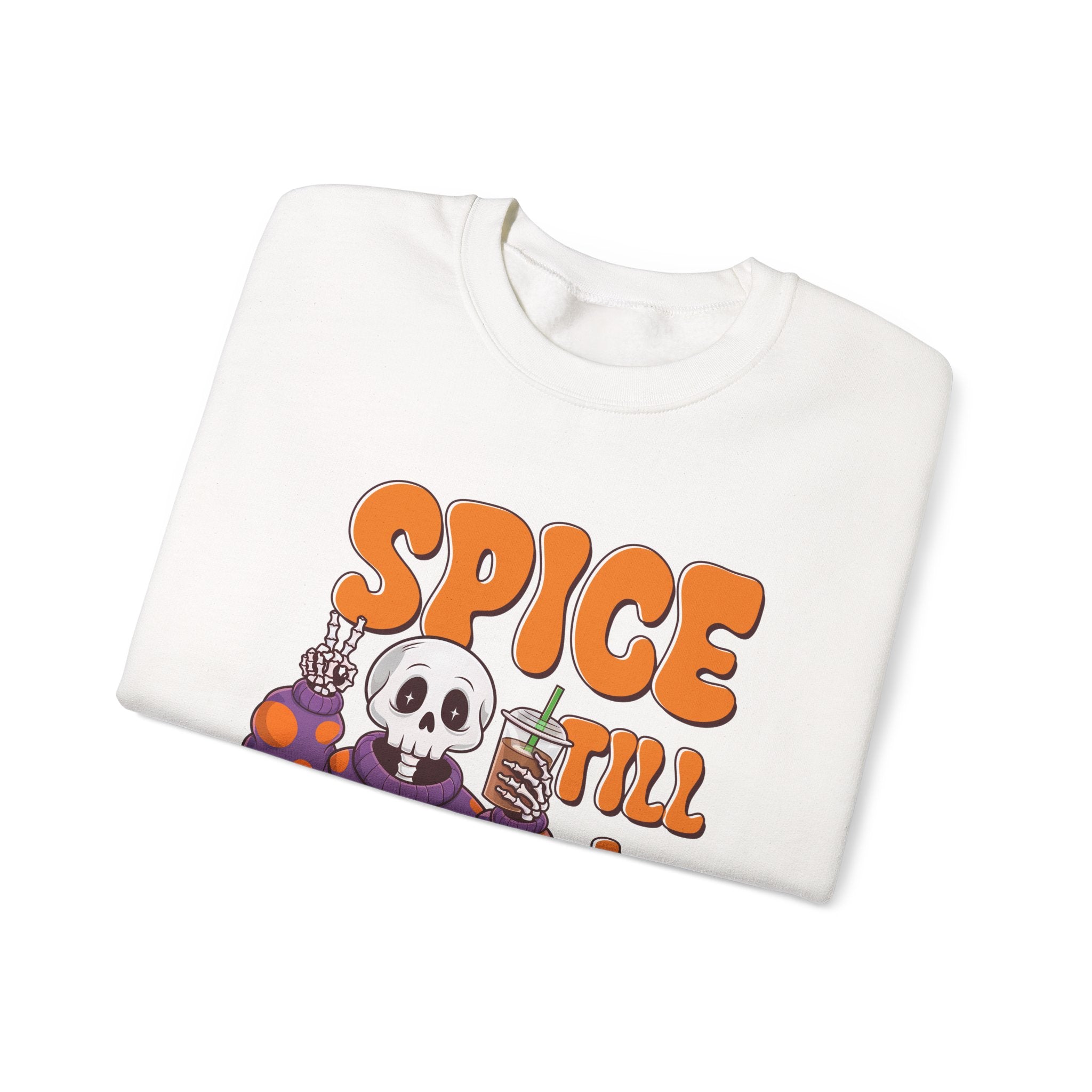 Spooky Fall Sweatshirt - Unisex Crewneck with 'Spice Till I Die' Design, Halloween, Cozy Autumn Vibe, Perfect for Halloween Parties