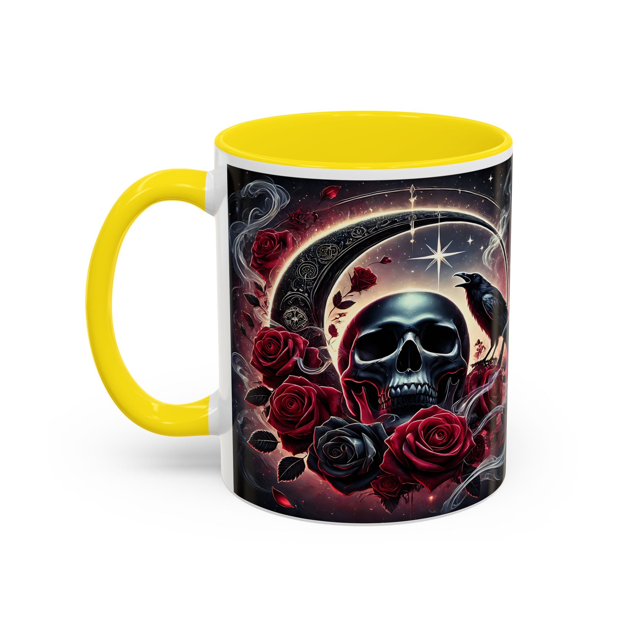 Skull & Raven Accent Coffee Mug — Gothic Roses 11/15oz