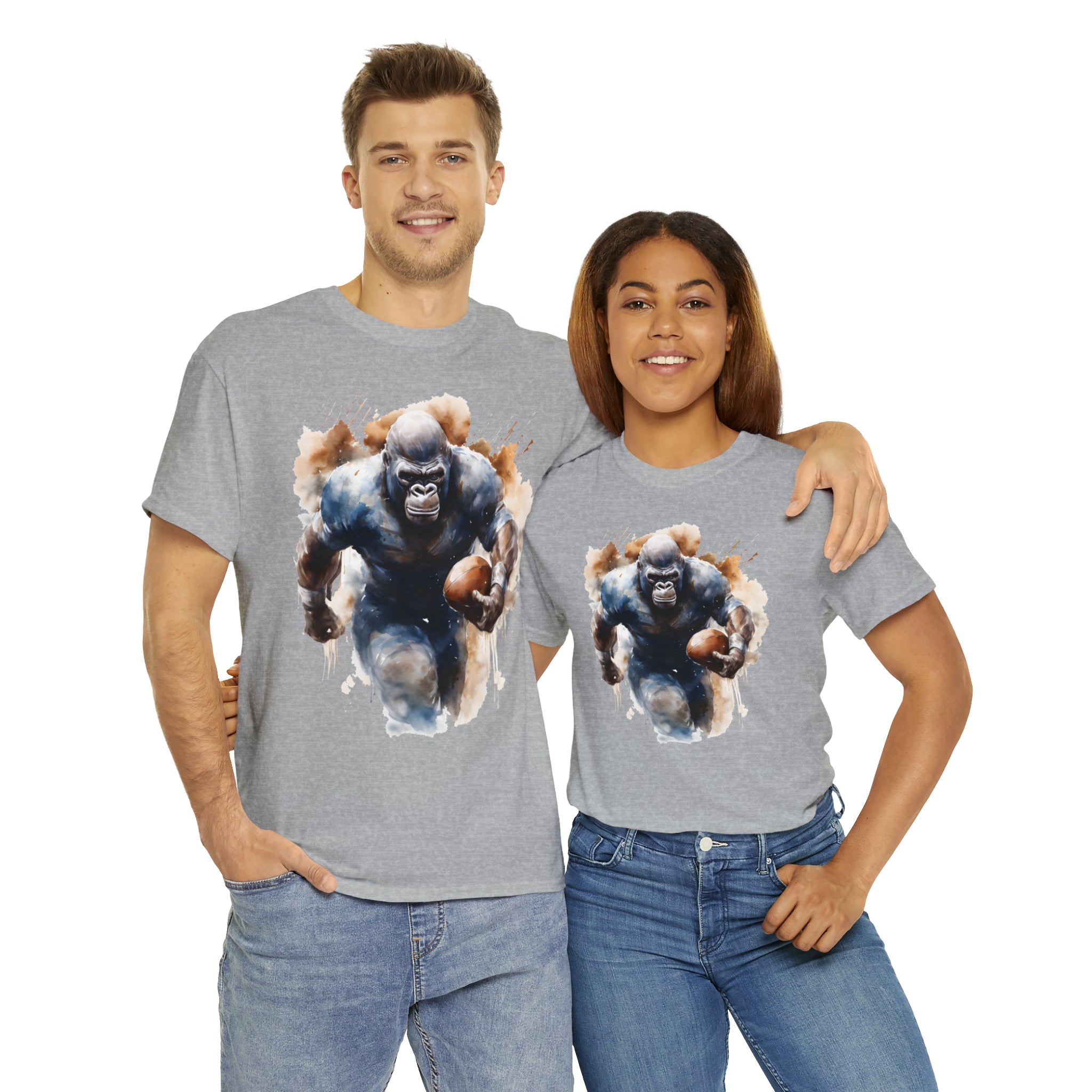 funny Football gorilla t shirt gift Unisex Heavy Cotton Tee