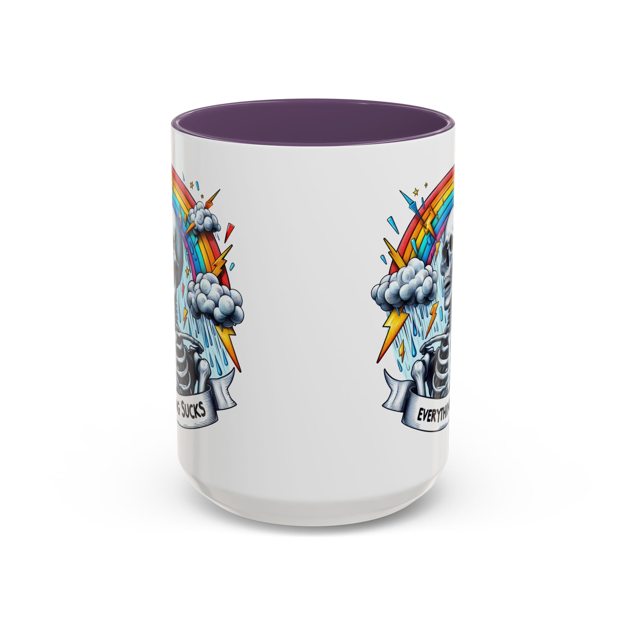 Everything Sucks Skeleton Coffee Mug | 11oz 15oz | Unique Gift for Coffee Lovers, Goth Home Décor, Quirky Humor Mug, Dark Aesthetic