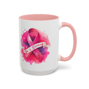 Empowering Pink Ribbon Coffee Mug | She is Strong | Gift for Cancer Awareness, Inspirational Drinkware, Office Mug, Motivational [...]