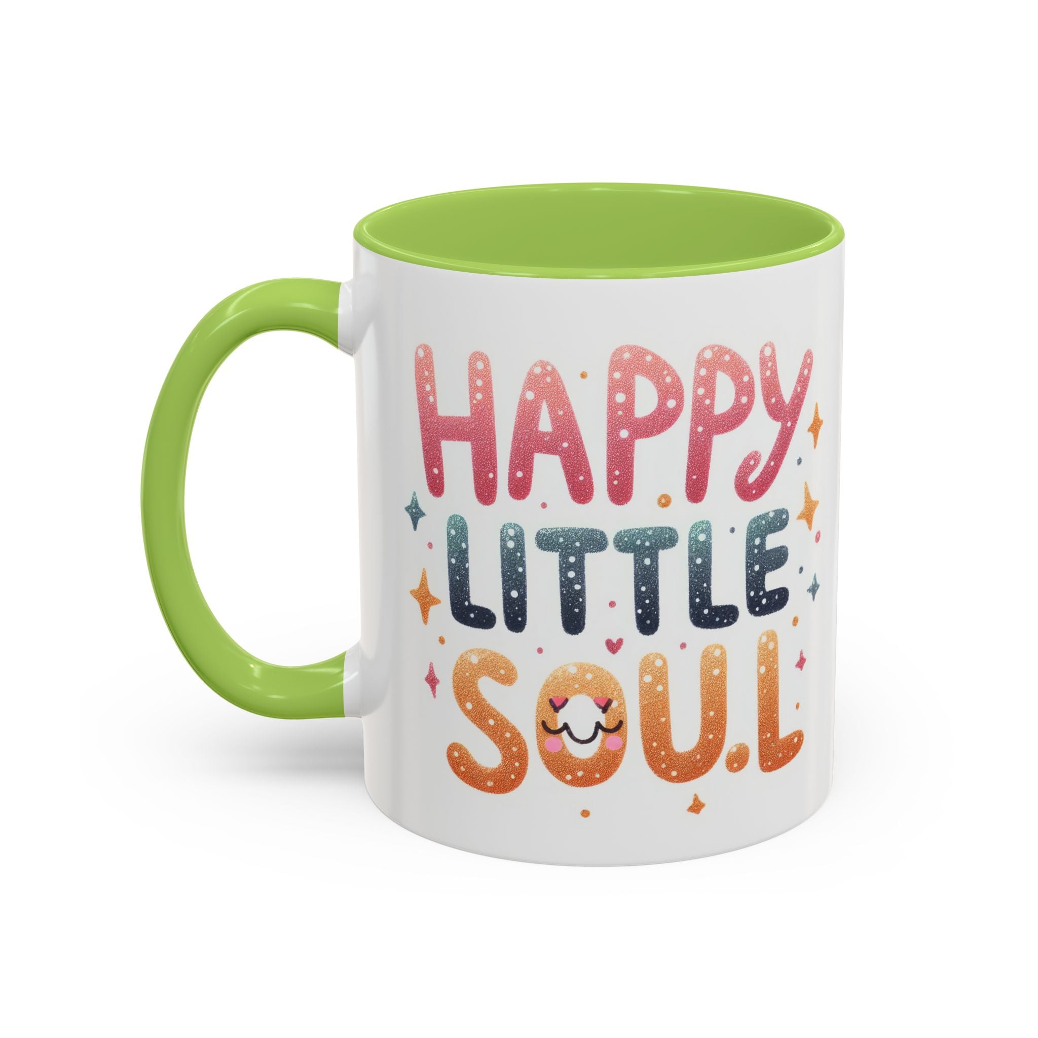 Happy Little Soul Accent Coffee Mug – Cute Positive Morning Quote (11/15 oz)
