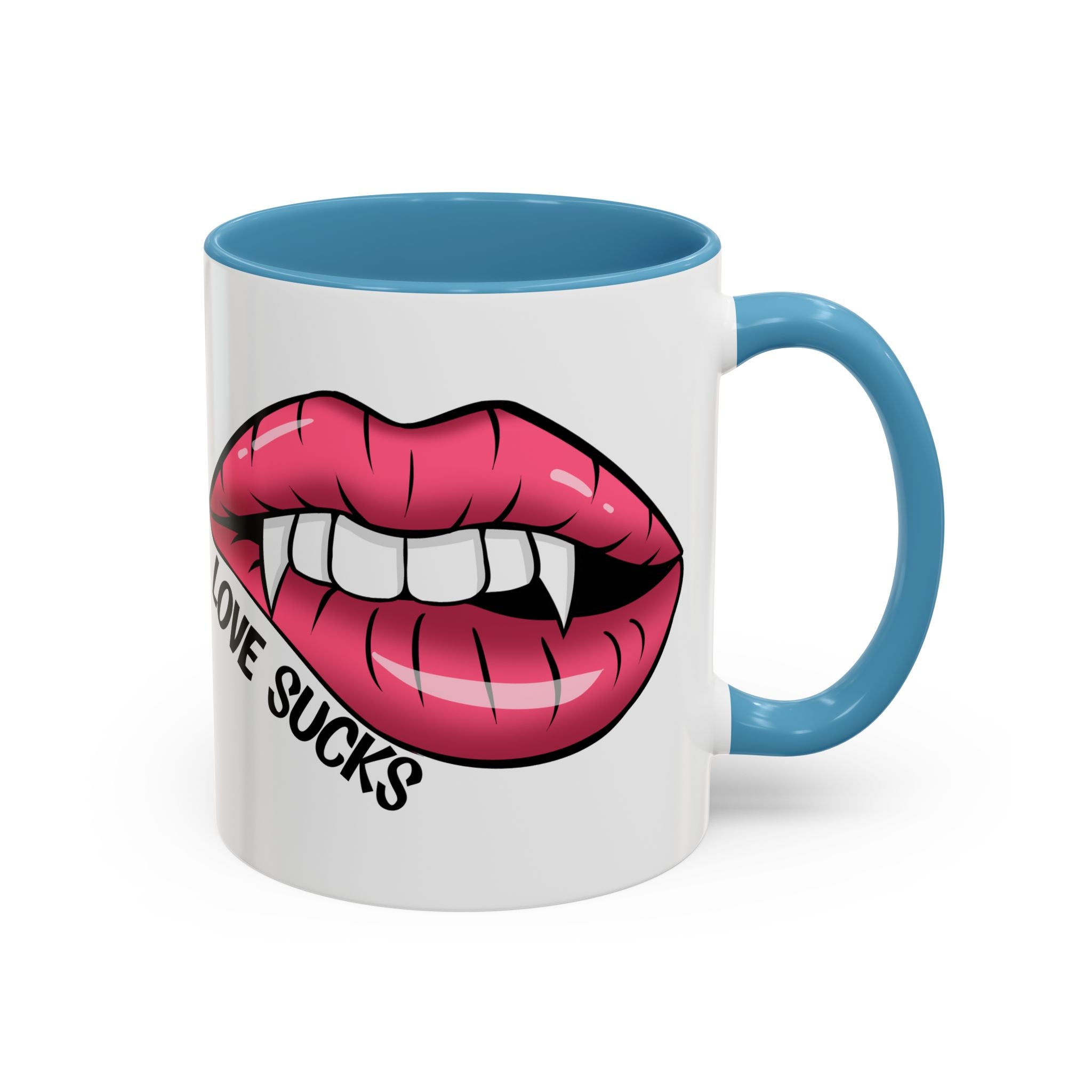 anti valentine Accent Coffee Mug - 'Love Sucks' Vampire Lips Coffee Mug