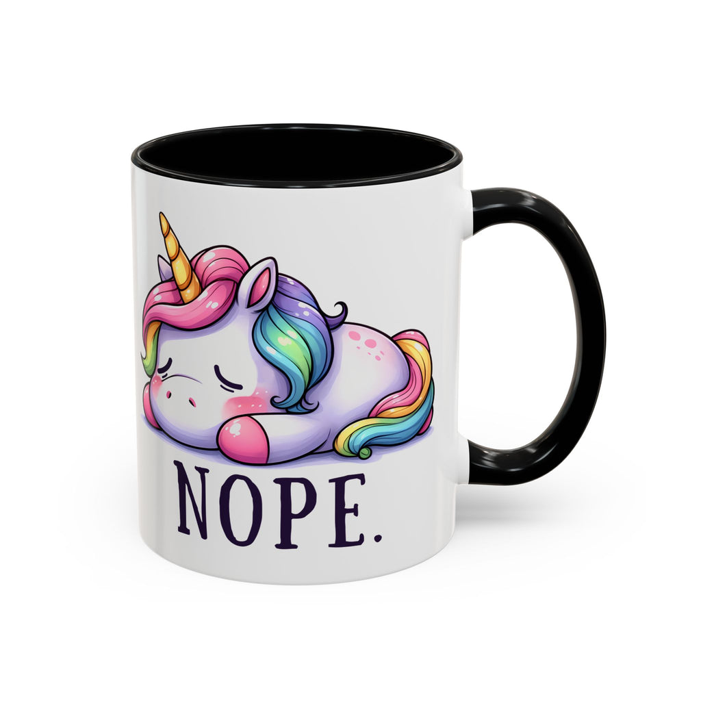 Nope Unicorn Accent Coffee Mug — Cute Rainbow Sleeping Unicorn 11/15oz