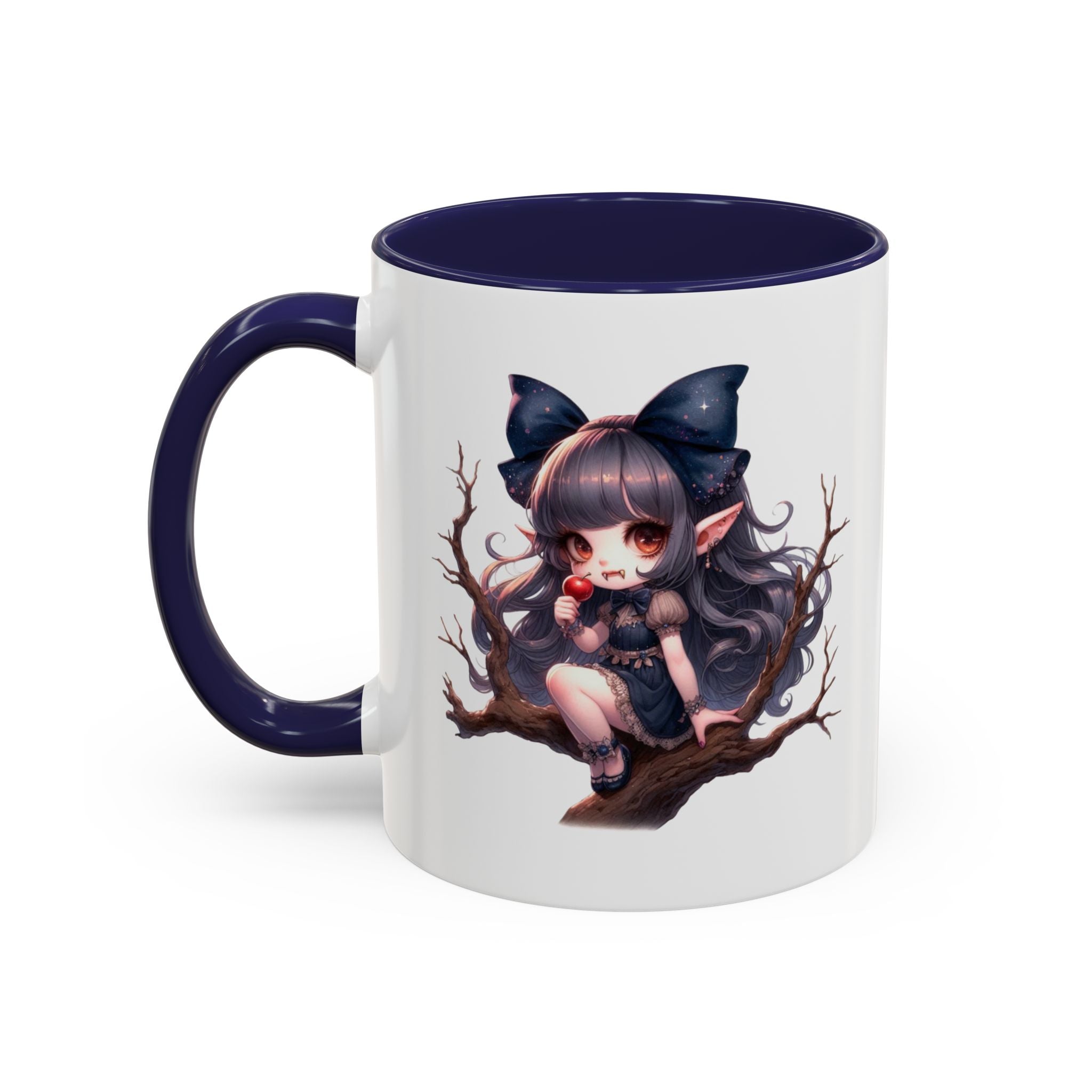 gothic vampire girl in tree horror art Accent Coffee Mug (11, 15oz) png16