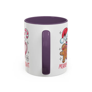 Festive Gingerbread Coffee Mug, Christmas Gift, Holiday Coffee Cup, Merry & Bright Mug, Winter Mug, Hot Chocolate Holder