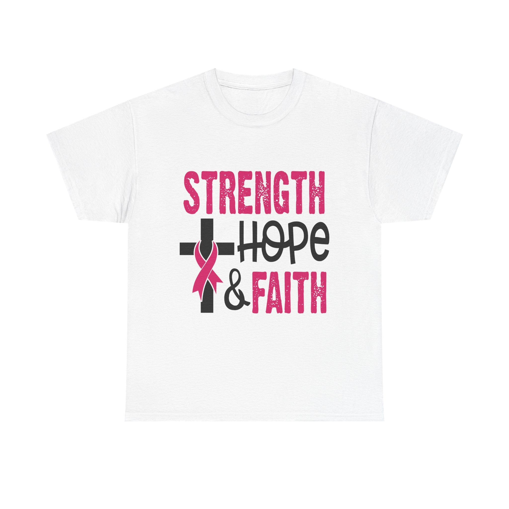 Unisex Cotton Tee - Strength, Hope & Faith, Inspirational Shirt, Breast Cancer Awareness Tee, Faith-Based Apparel, Motivational Gift