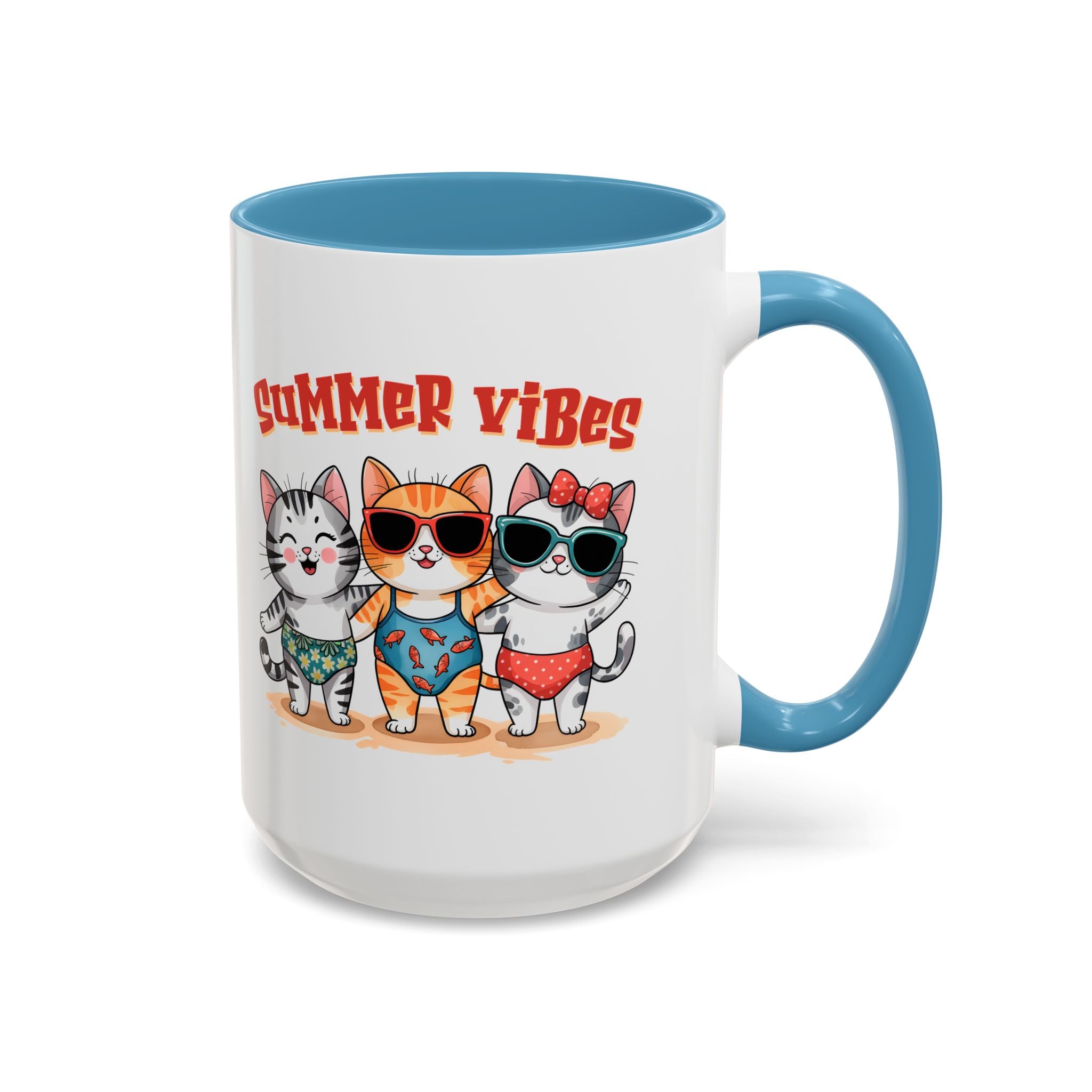 Summer Vibes Cat Coffee Mug - Fun Accent Mug for Cat Lovers