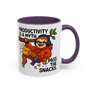 Funny Sloth Coffee Mug, Humor Mug Gift, Productivity Myth Mug, Cute Sloth Cup, Quirky Office Mug