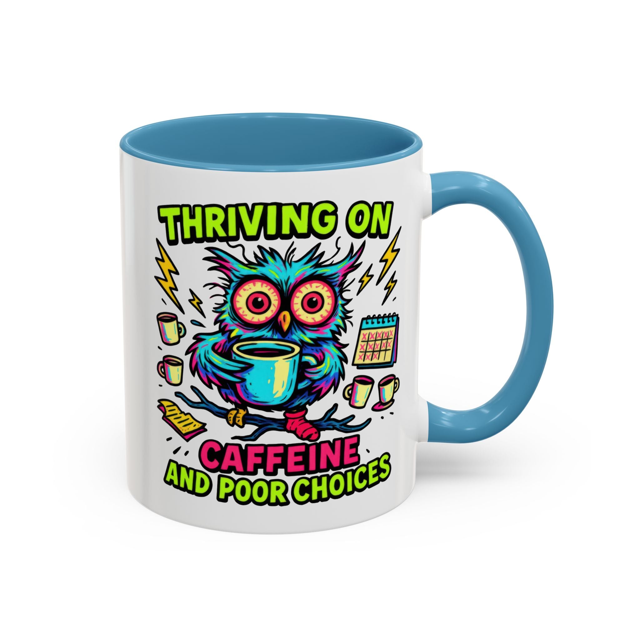 Thriving on Caffeine Mug | Funny Owl Coffee Cup | Gift for Coffee Lovers | Cute Kitchen Decor | Birthday, Holiday Gift