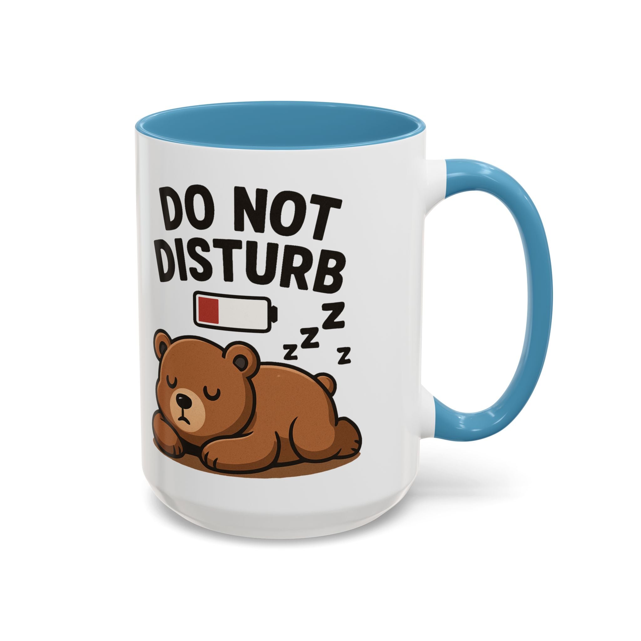 Do Not Disturb Bear Coffee Mug – Low Battery Cute Sleeping Bear Accent Mug (11/15oz)