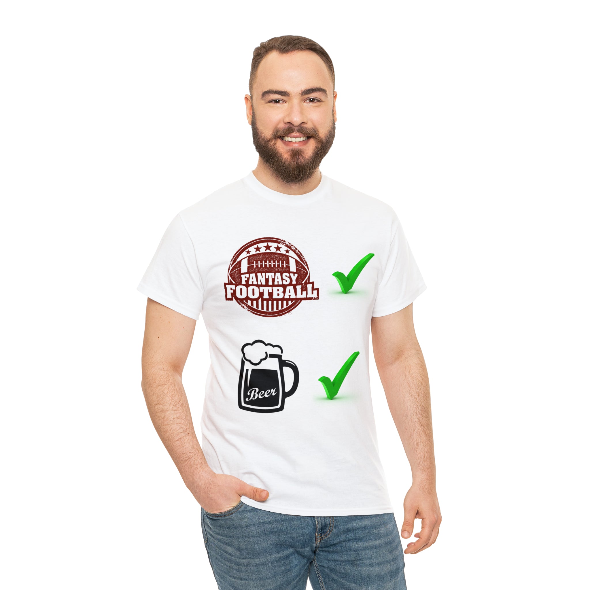 Fantasy football and beer Unisex Heavy Cotton Tee