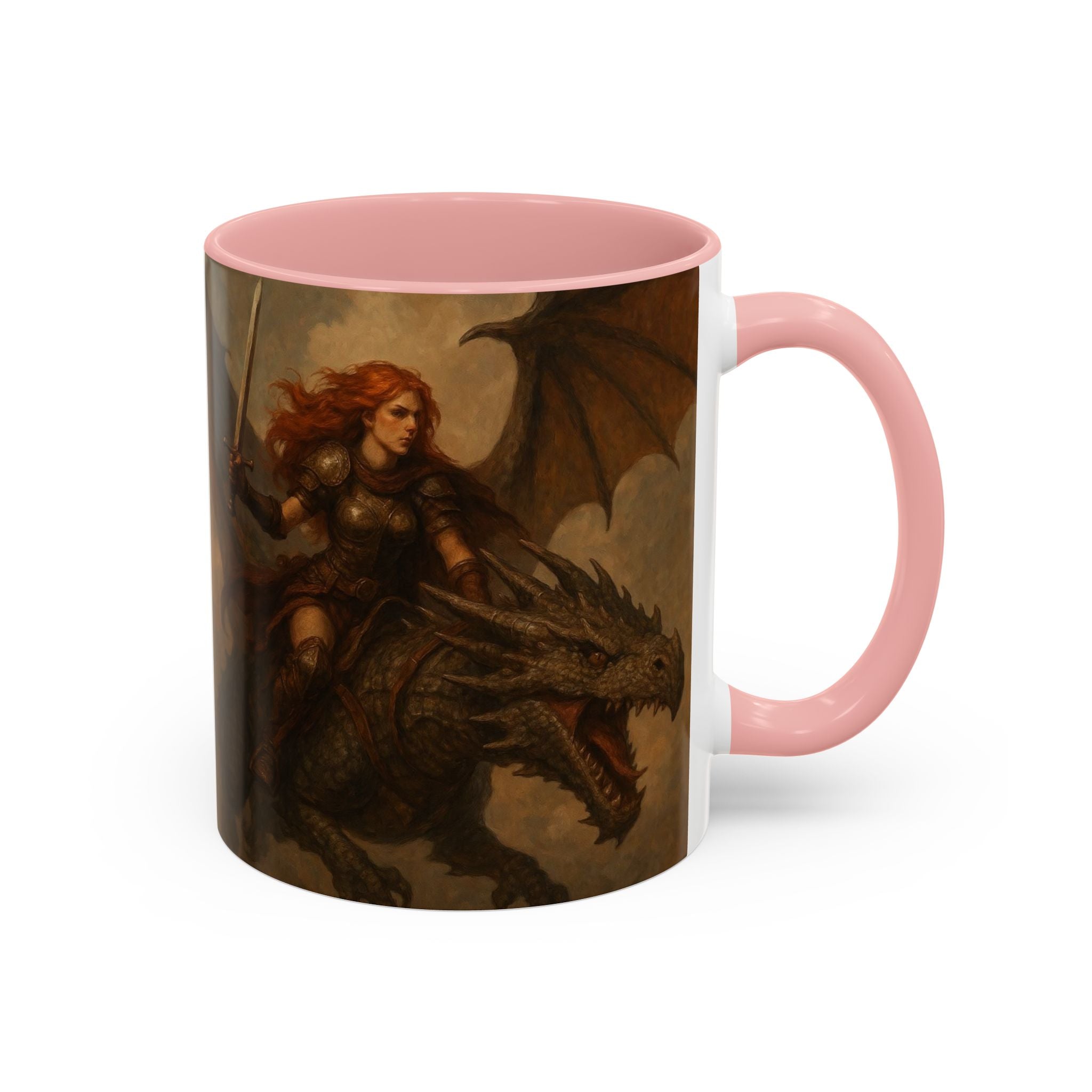 Fantasy Dragon Rider Coffee Mug gothic woman warrior queen