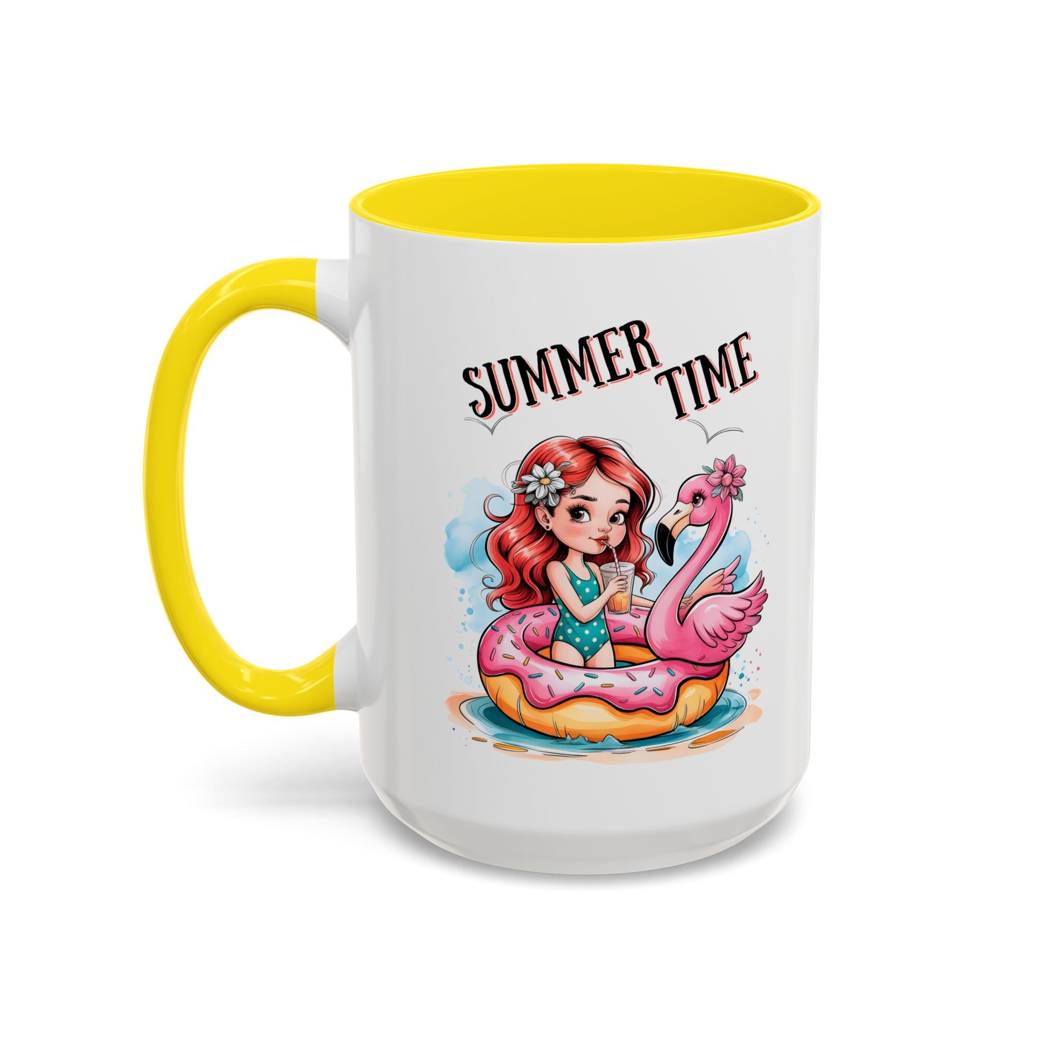 Summer Time Accent Coffee Mug - 11oz & 15oz funny cute girl floating