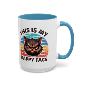 grumpy cat this is my happy face Accent Coffee Mug (11, 15oz) by the x m world