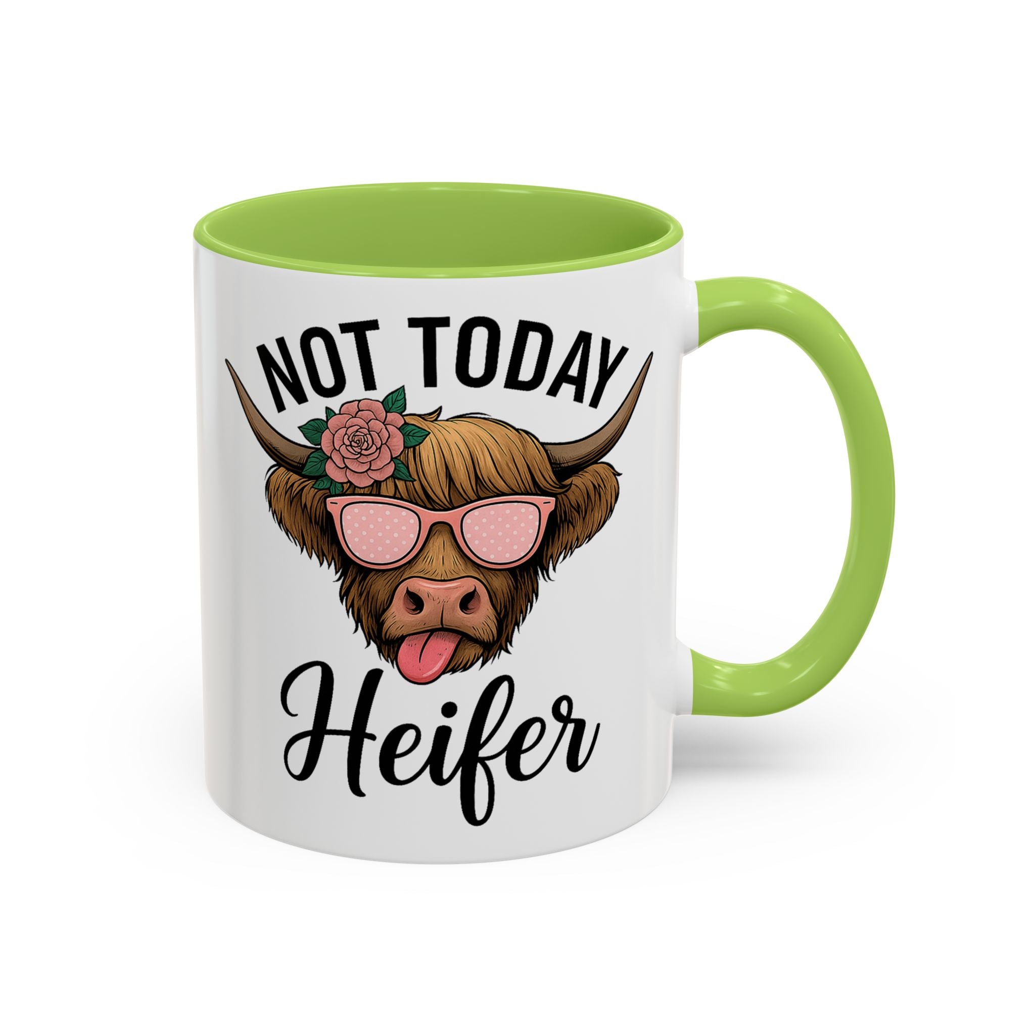 Not Today Heifer Coffee Mug — Funny Cow Mug with Sunglasses (11/15oz)