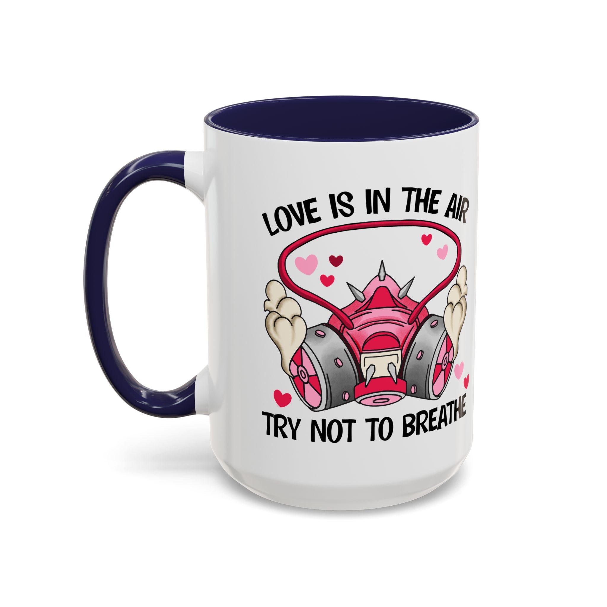 Love Is In The Air Gas Mask Coffee Mug — Funny anti Valentine Gift (11/15oz)