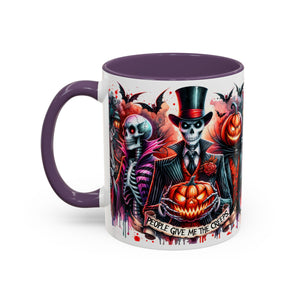 Halloween-themed Accent Coffee Mug, Spooky Skull Mug, Pumpkin Art Cup, Unique Gift for Halloween Lovers, October Decor