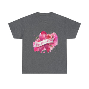 Fight for a Cure Unisex Heavy Cotton Tee | Breast Cancer Awareness Shirt, Support Tee, Gift for Her, Charity Fundraiser Tee, Pink Ribbon Tee